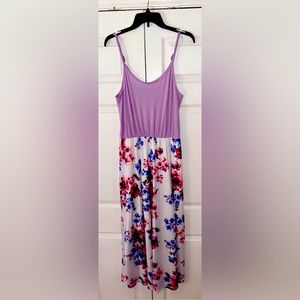 Purple Flower Summer Maxi Dress
